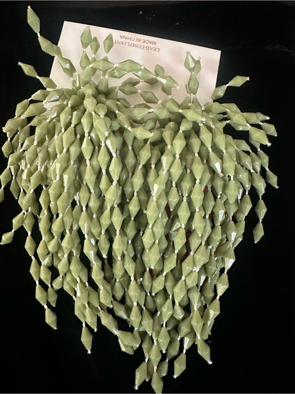 Natasha Couture Pistachio Beaded Fringe Statement Earrings
